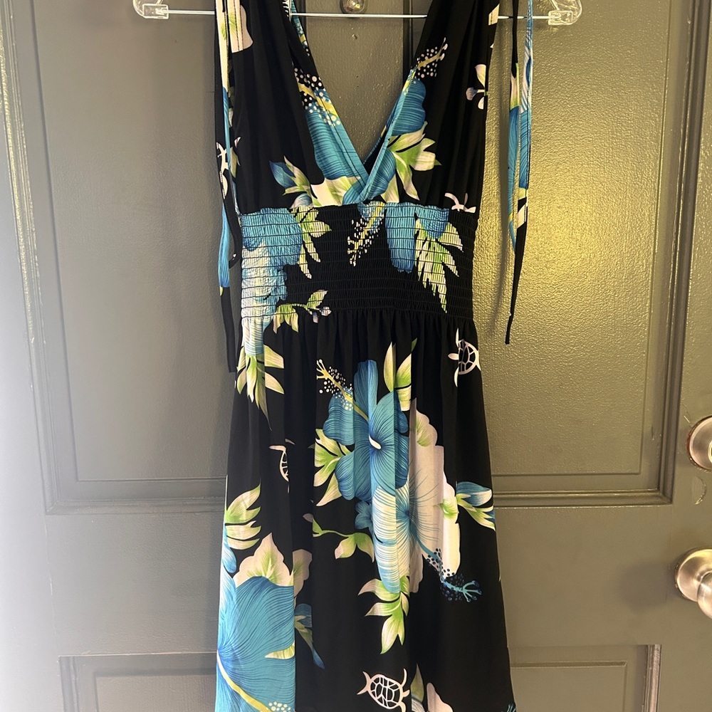 Floral Black and Blue Dress